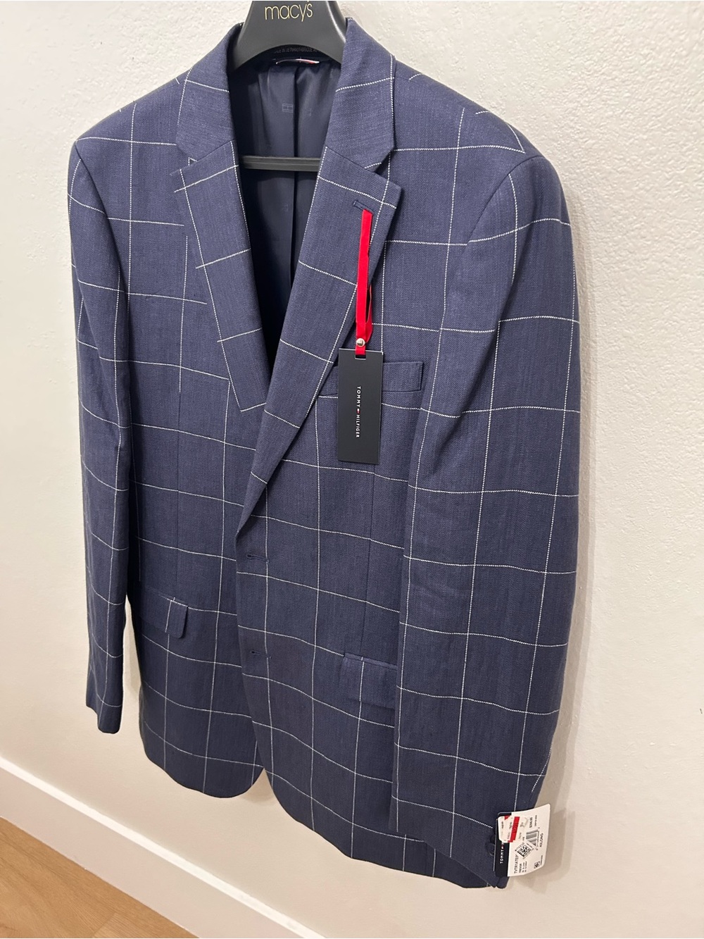 Tommy Hilfiger Navy Windowpane Blazer with White Grid